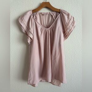 Philosophy Flutter Layered Lace Sleeve Blouse Light Mauve Pink Womens L Ethereal